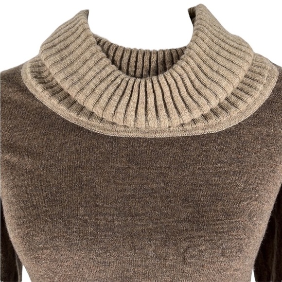 Athleta Brown/Tan Merino Extra Fine Wool Cowl-neck Sweater Dress Size XS - Picture 4 of 10